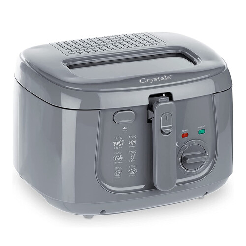 (Grey) 2.5L Deep Fat Fryer Chip Electric Non-Stick Pan & Safe Basket Handle With Window