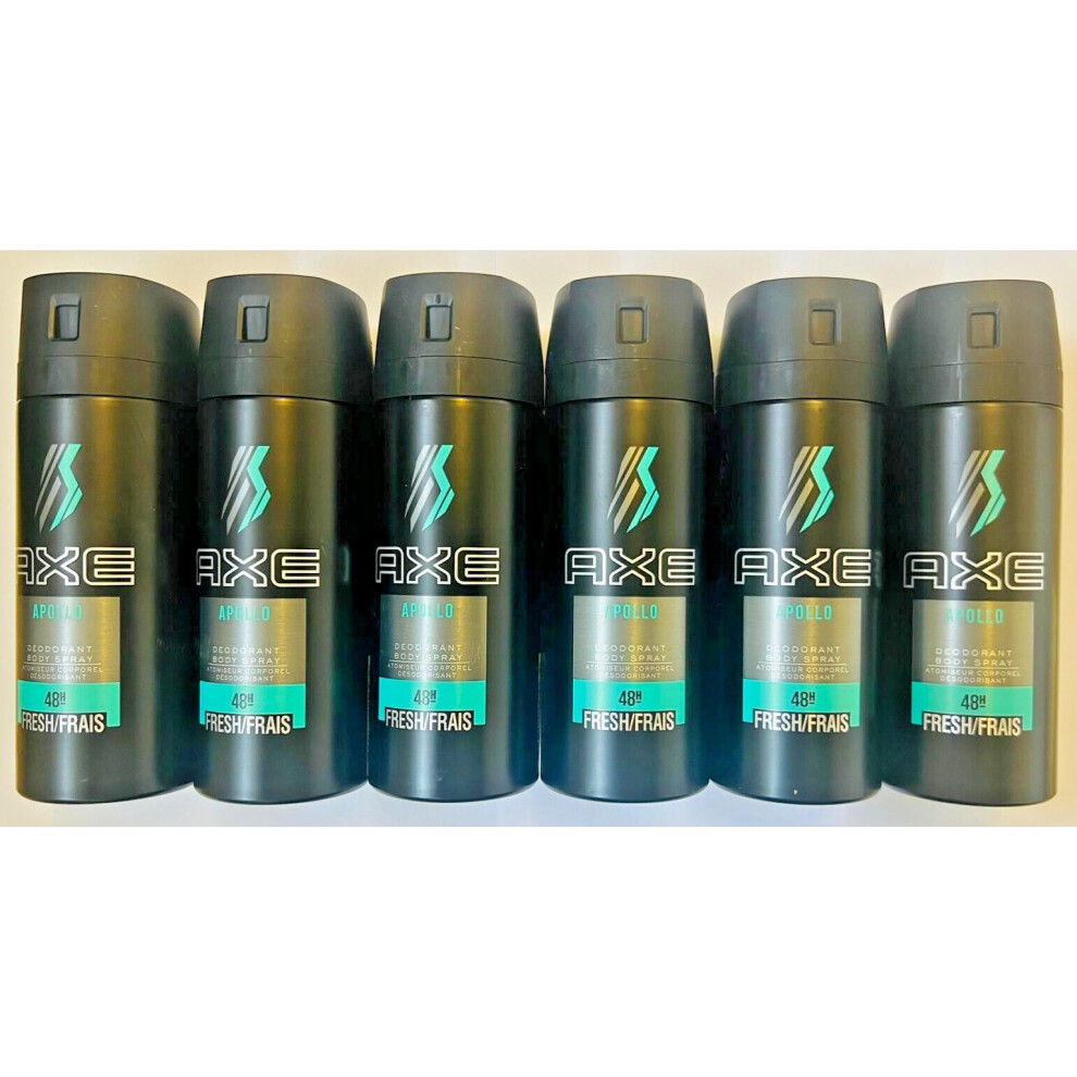 6 x AXE (LYNX) APOLLO 150ml Deodorant Body Spray Free P&P