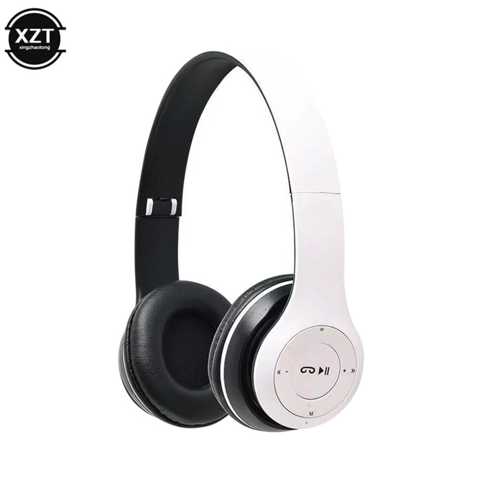 (White) Stereo Headset P47 Wireless Headphone 5.0 Bluetooth-Compatible Headphones Foldable Bass Hifi Earphones Support Tf Card With Mic White 9456110089663