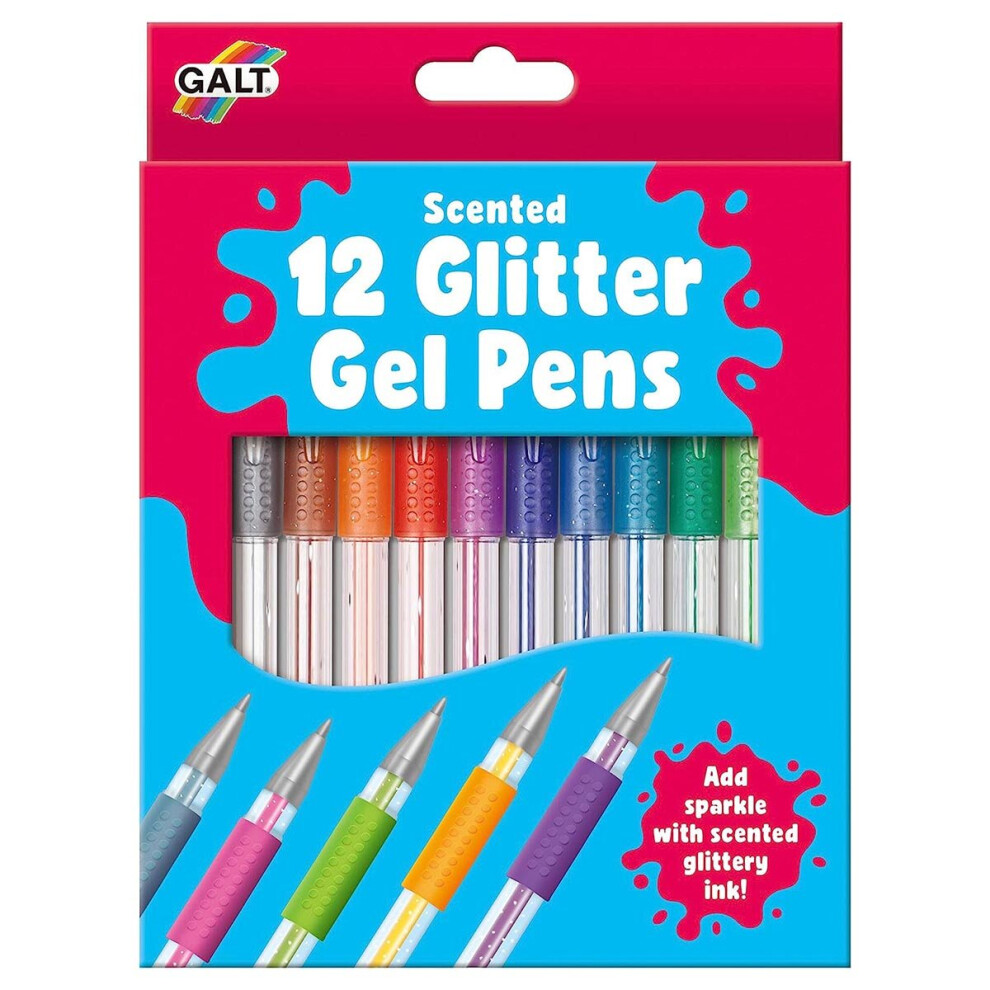 Galt Toys 12 Glitter Gel Pens - Smooth-Flowing, Sparkling Ink for Writing & Art - C-1004846