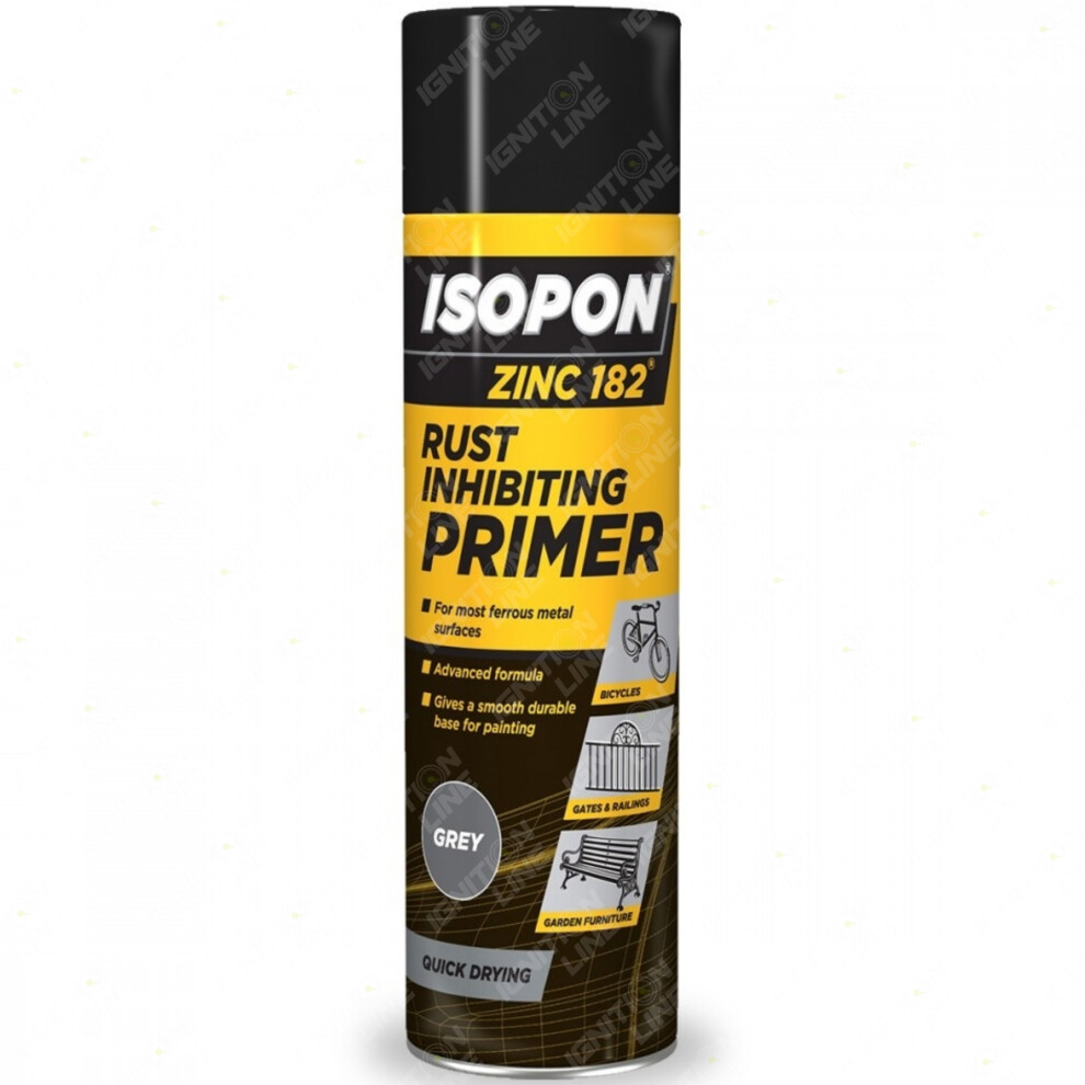 Isopon Rust Inhibitor Grey Primer Aerosol Fast Drying Smooth Finish 450Ml 5010796101824