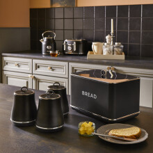 Tower Renaissance Black Breadbin & Canisters Stylish Matching Set
