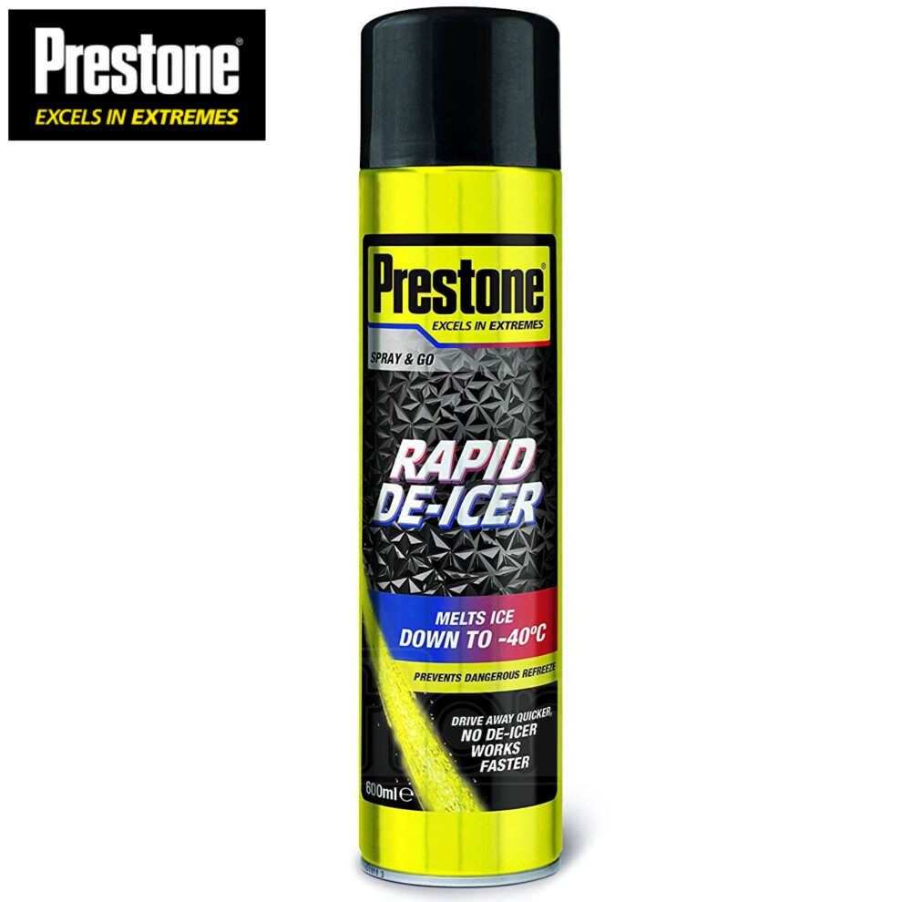 Prestone Car Rapid De-Icer Spray Melts Windscreen Ice Frost Aerosol Deicer 600Ml