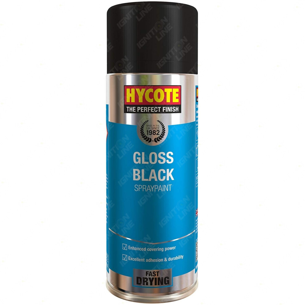 Hycote Aerosol Gloss Black Lacquer Spray Paint Auto Car Multi-purpose 400ml