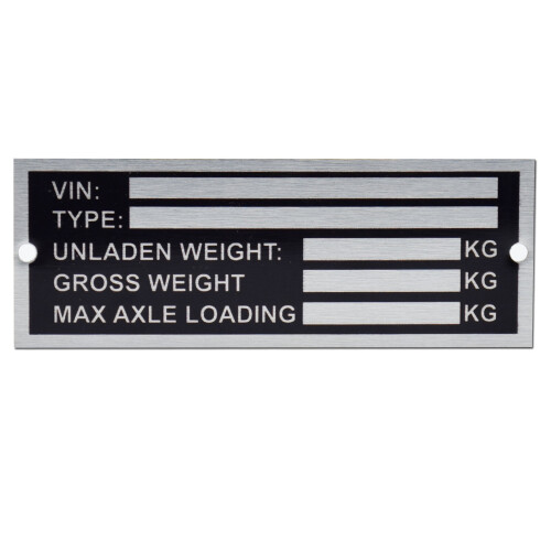 Trailer Blank VIN & Weight Chassis Plate 120mm x 45mm Identification 2