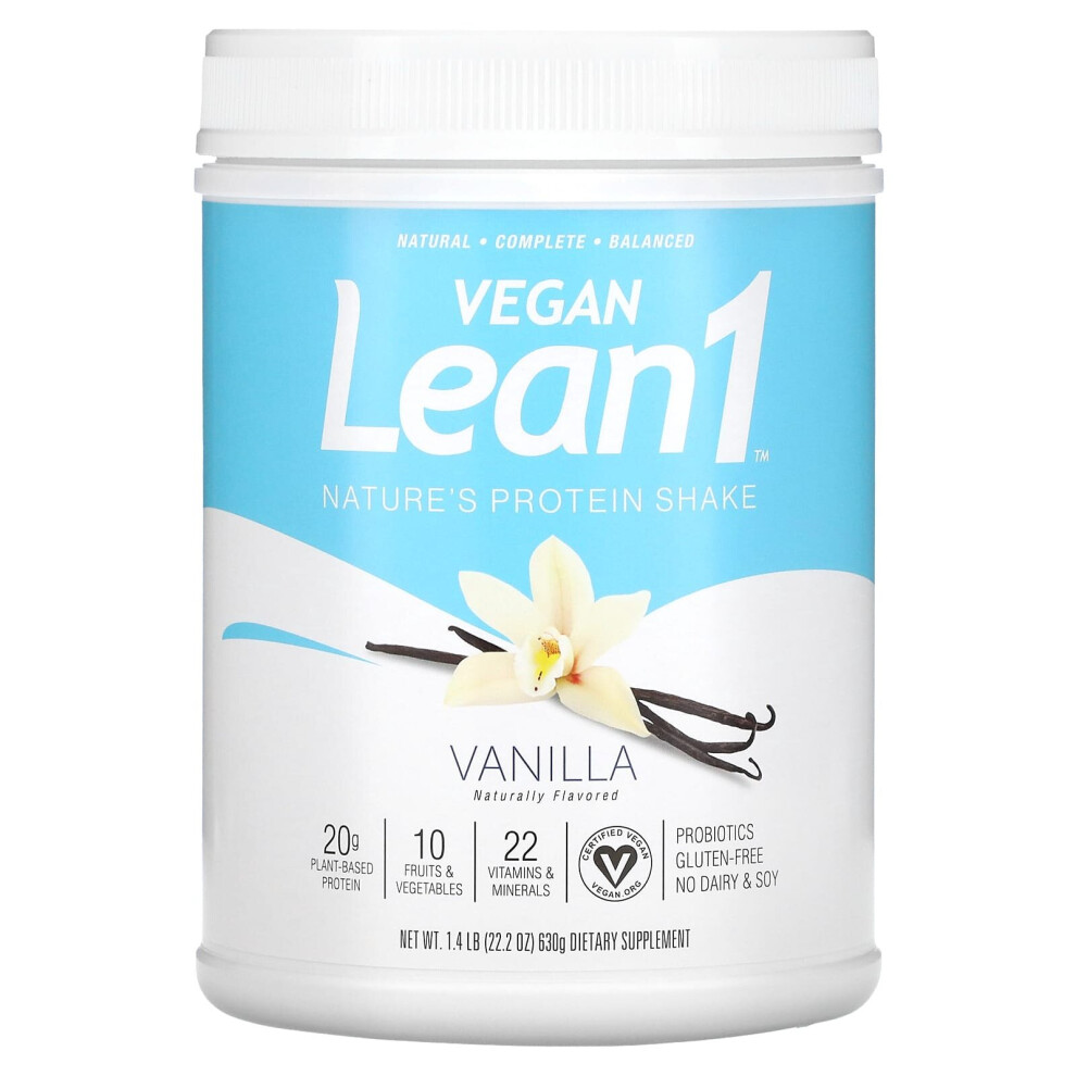 Lean1 , Nature's Protein Shake, Vanilla, 1.4 Lb (630 G)