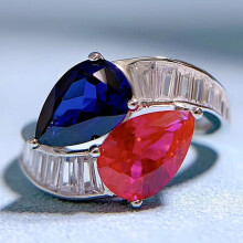 18K Plated 925 Sterling Silver Lab Sapphire Ruby High Carbon Diamonds Gemstone Fine Jewelry Vintage Women Ring