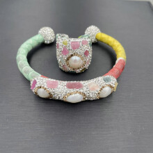 Natural Baroque shaped pearl bracelet amethyst tourmaline stone ring womens wedding banquet jewelry