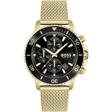 Hugo Boss Admiral HB1513906 Black Dial Gold-Tone Stainless Steel Chronograph Watch for Men