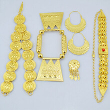 Eritrean Wedding Traditional Five-Piece Choker Set for Women - Stone Bridal Jewelry Set S84