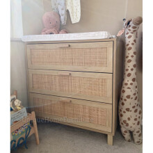 Rustic Chest Drawers Rattan Woven Sideboard Vintage Side Cabinet Storage Dresser