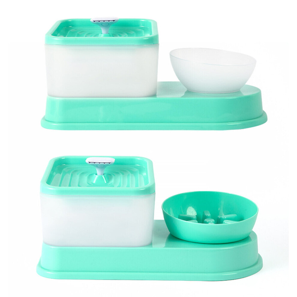 (Green, Type 2) 2L Pet dog Cat Water Fountain Drinking Electric Dispenser Drinker Silent Pet Feeder Puppy Supplies Slow-eating Bowl