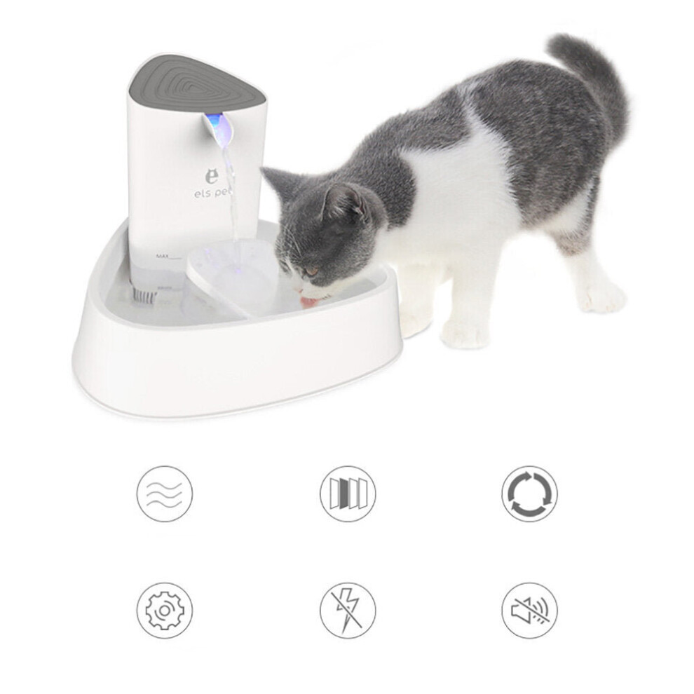 (EU Plug) 1.5L Automatic Pet Water Fountain Protection Against Dry Heating Cat Drink Dispenser Water Circulation Mute Four Layers Filtration For Dog Cat Healthy