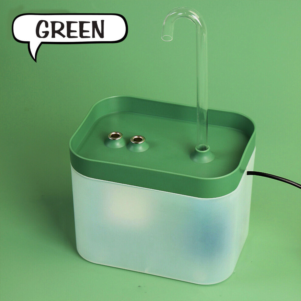 (Green, EU Plug) 2L Pet Automatic Filter Water Dispenser Dog Cat Water Food Bowl PP Hunting Dog Feeder