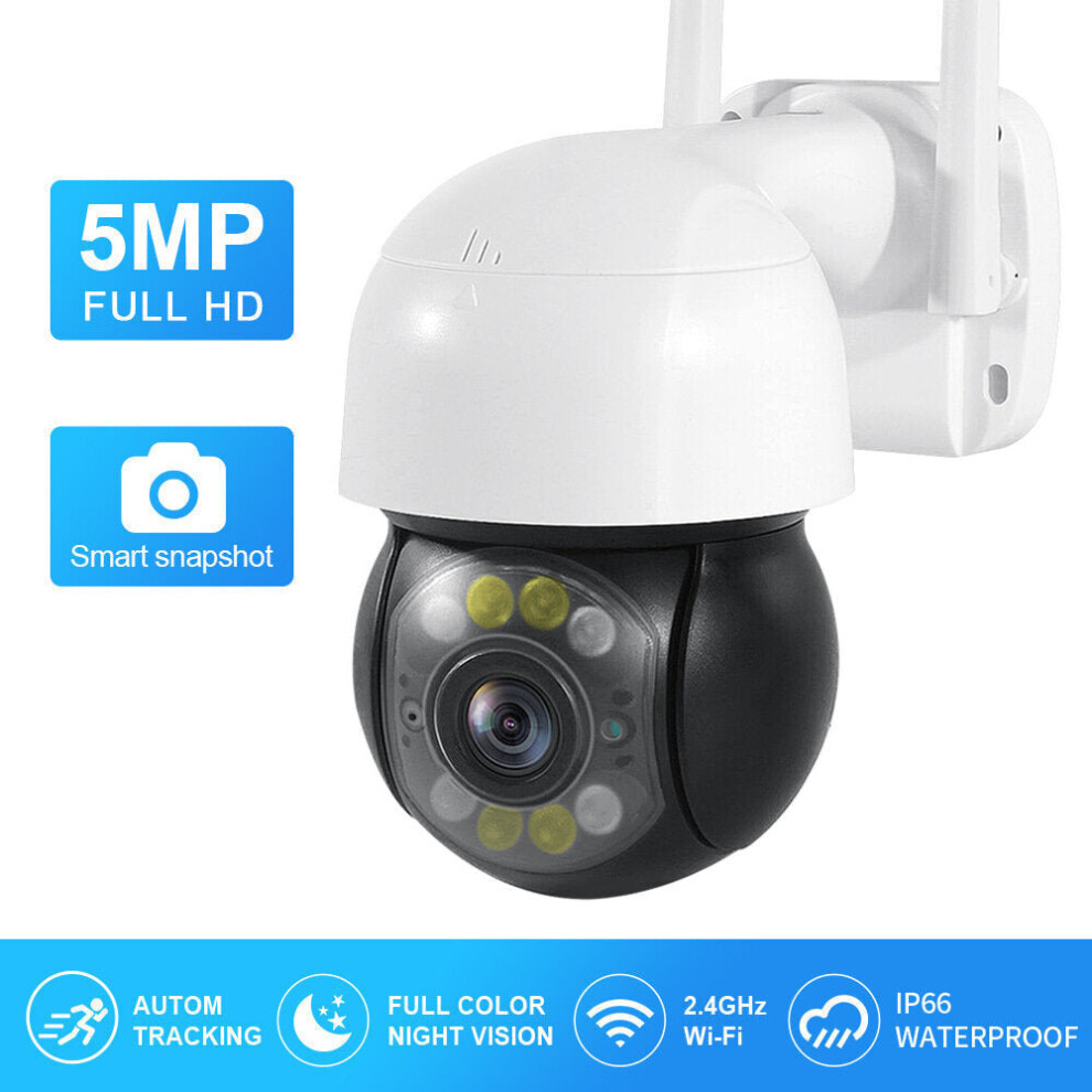 (US Plug) 5MP  Wireless WIFI IP Camera HD Night Vision Humanoid Tracking Two Way Intercom Outdoor Waterproof Surveillance ONVIF CCTV