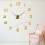 (Gold) 3D DIY Wall Sticker Clock Large Size Mirror Surface  Decor Quartz 9