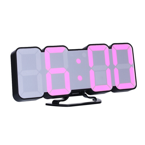(Black) 3D LED Digital Wall Clock Wireless Remote Digital RGB LED Alarm Clock USB Sound Control Snooze Functions Wall Desktop Clock 1