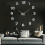 (Black) 3D DIY Wall Sticker Clock Large Size Mirror Surface  Decor Quartz 7