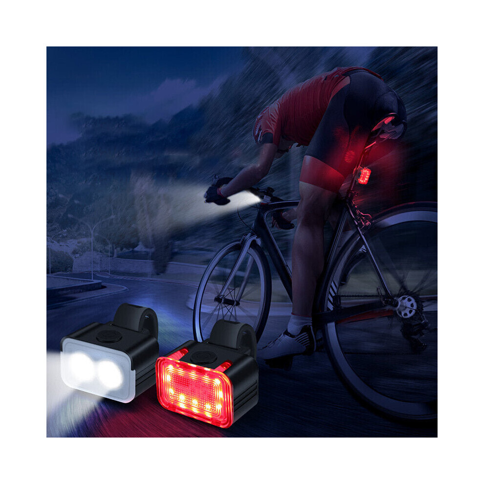 2PCS  L6 300lumen 200M Bike Headlight + Taillight TYPE-C Rechargeable IPX6 Waterproof Aluminium Alloy Bike Light Set