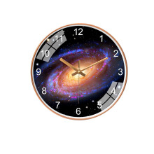 (B - gold) 12 Inch/30cm Star Space Galaxy Wall Clock Silent Living Room Bedroom Creative Hanging Clock Home Office Ornament