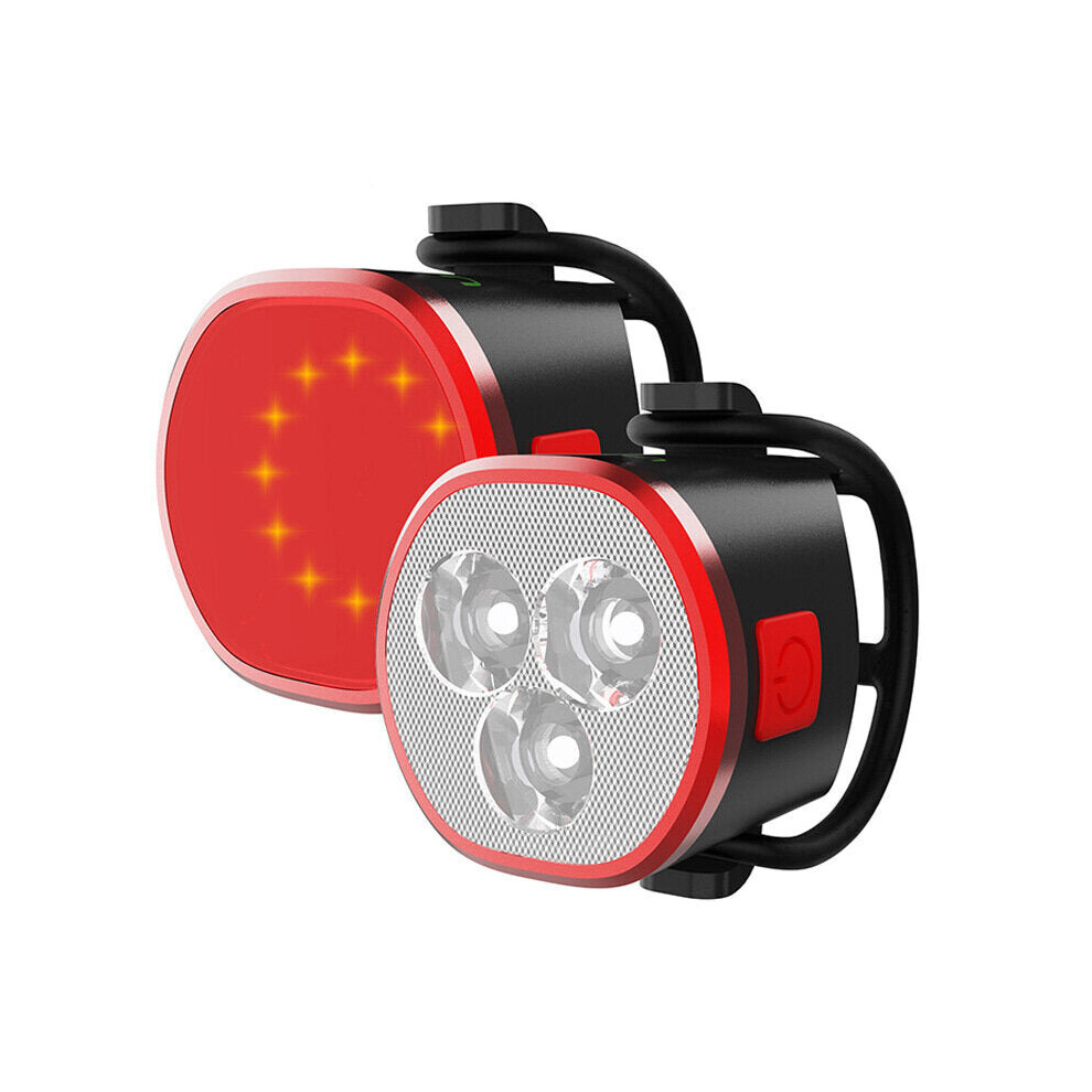 2PCS Bike Light (Headlight +Taillight ) Max 20h Battery Life USB Rechargeable IPX6 Waterproof Bike Lamp Set For MTB Road Bike