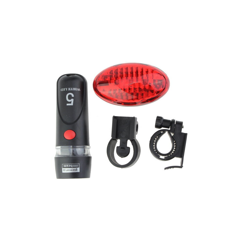 5 LED Bike Head Light Torch With Red 5 LED Tail Light Set With Mount
