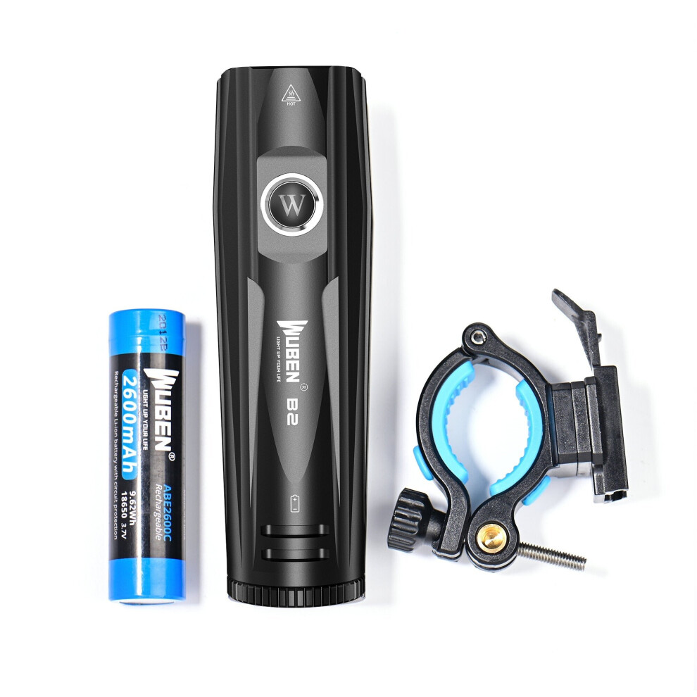 (Black) 1300LM Bike Light Set 6 Modes USB Type-C Rechargeable Bicycle Front Headlight with Back Taillight LED Flashlight
