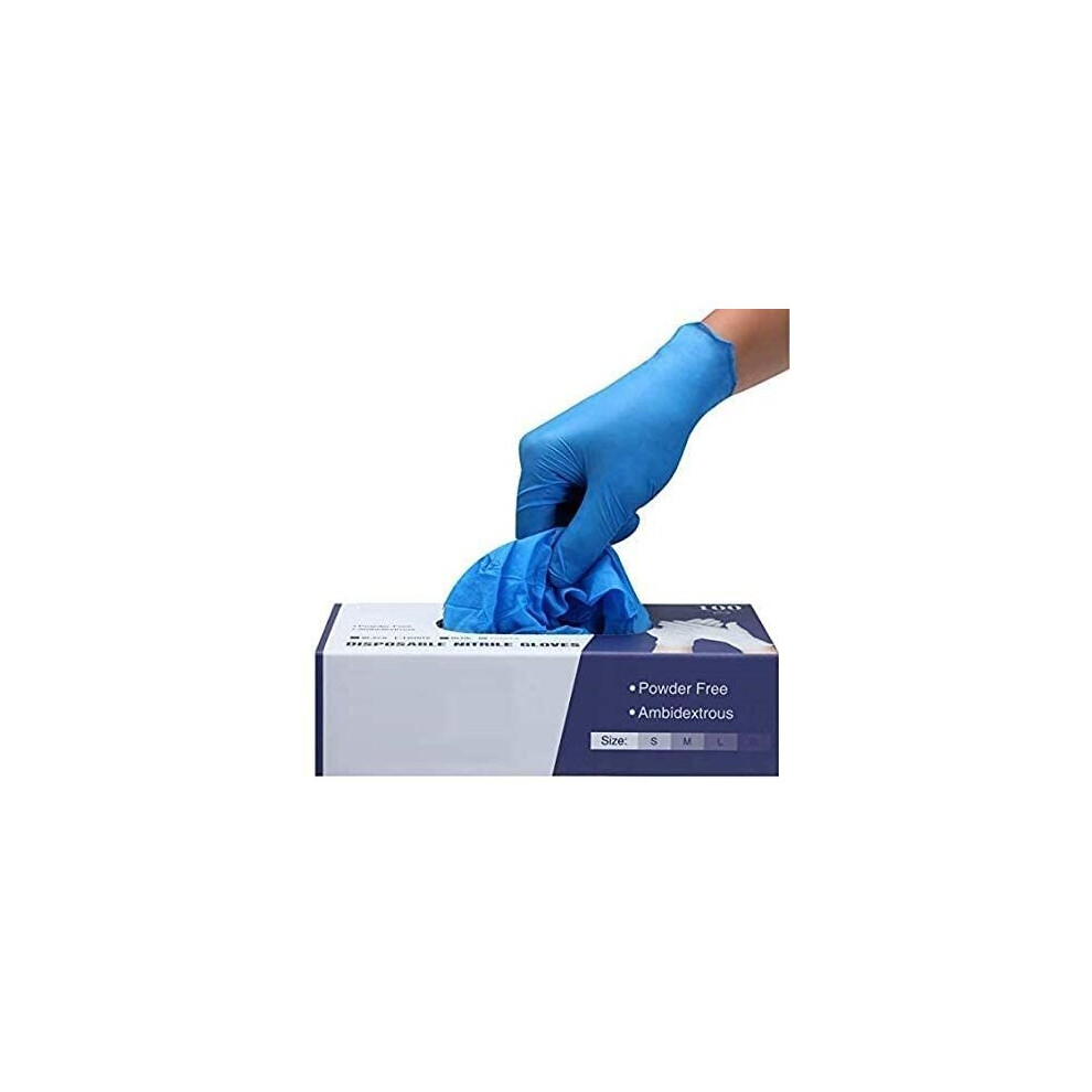 Surgicals Powder Free Nitrile Gloves, Food Grade,Hand Gloves - Box of 100 - Blue (100, Medium)