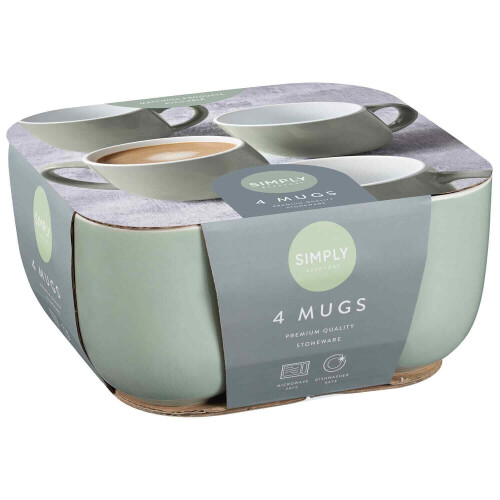 Set of 4 Sage Gloss Effect Tea Coffee Mugs Cups Kitchenware Mug Premium Quality 2