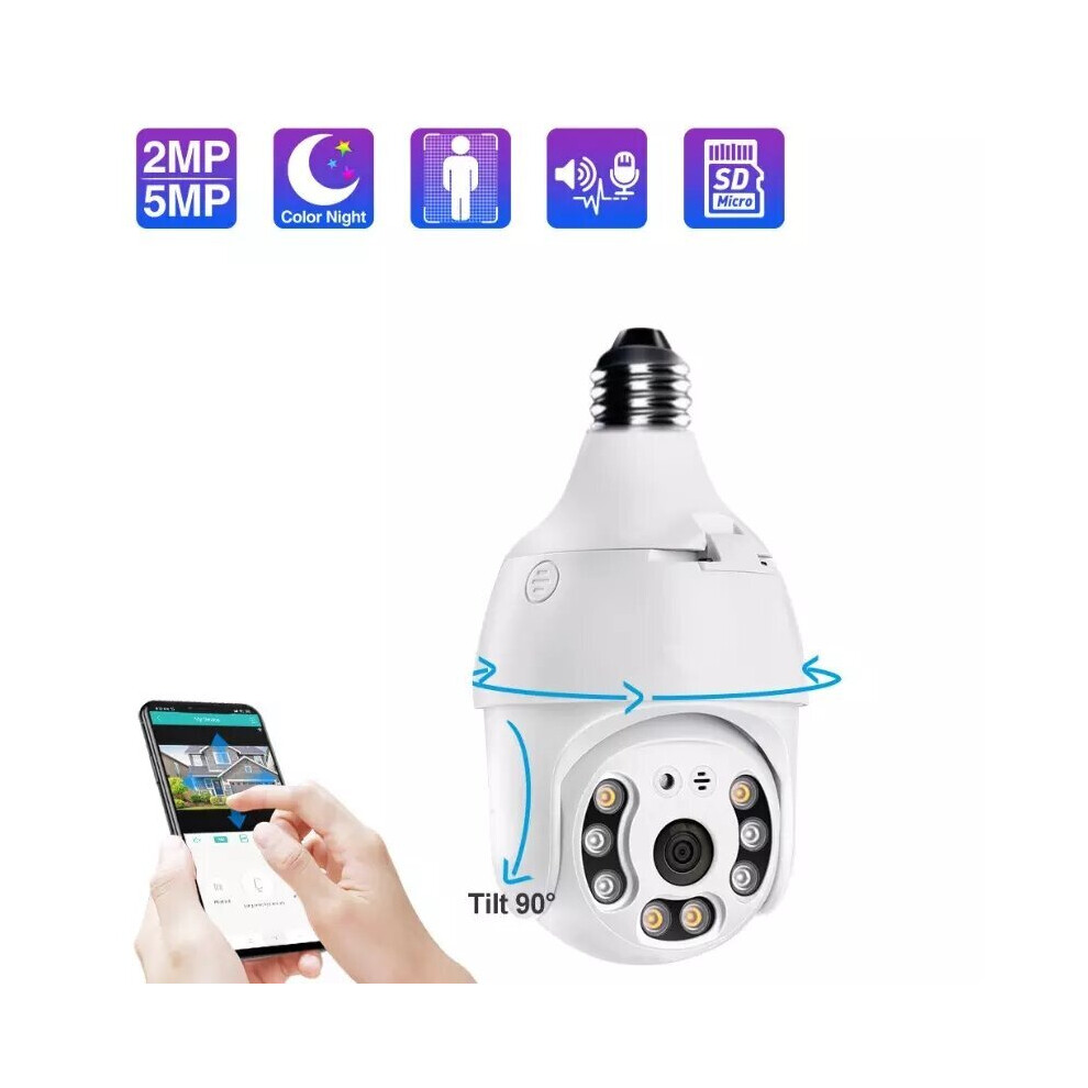 2MP E27 Bulb Lamp IP Camera 1080P WiFi Wireless Auto Tracking Baby Monitor Night Vision  Speed Dome Video Surveillance