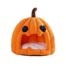 (L) Dog Cat Pet Cute House Bed Mat Warm Soft Pumpkin House For Cat House Dog