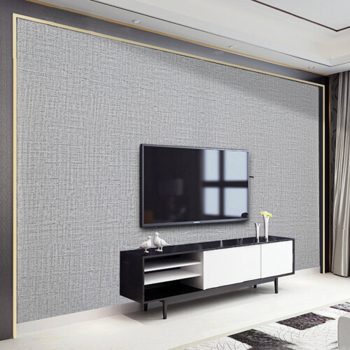 Grey Linen Textured PVC Self-adhesive Wallpaper Roll 10M