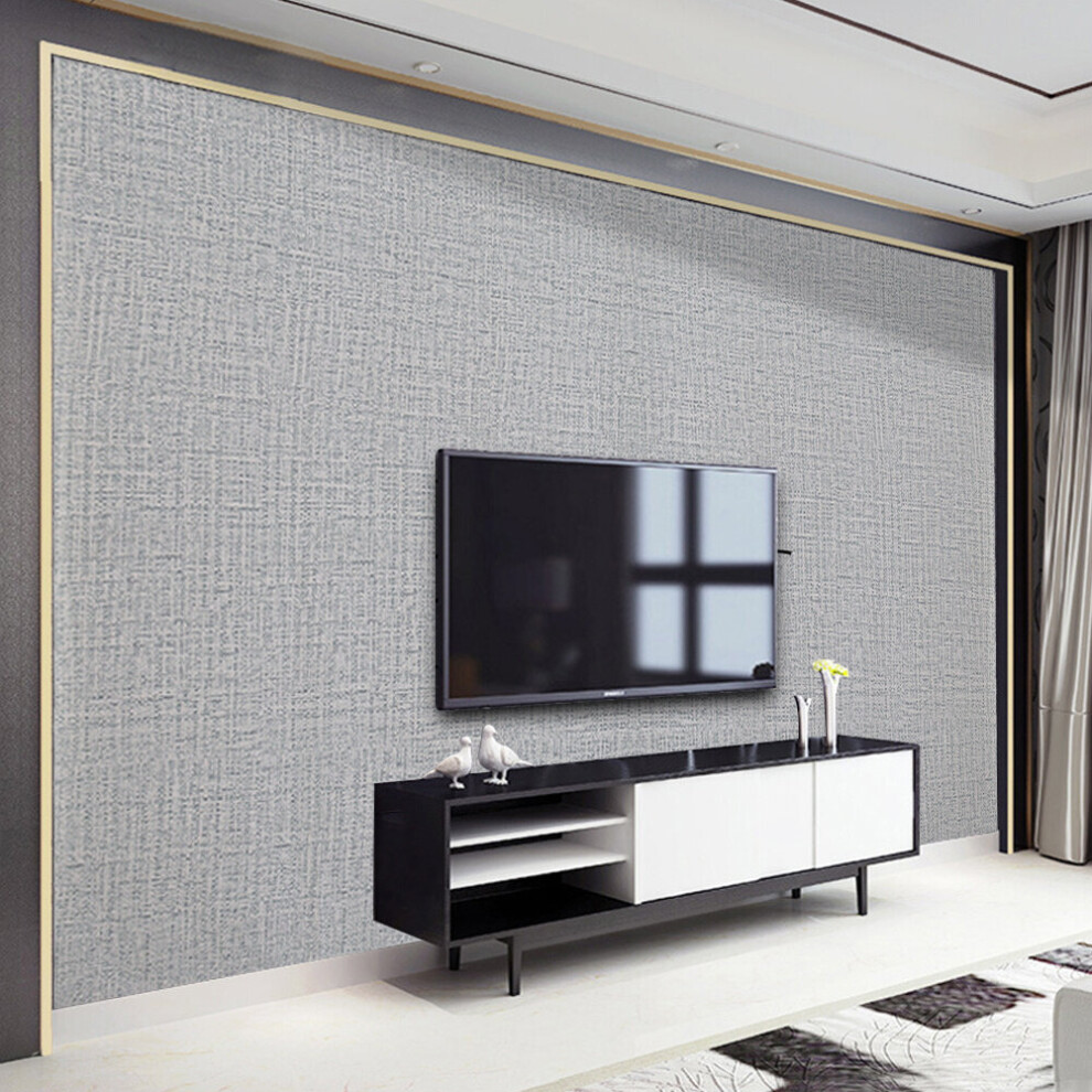 Grey Linen Textured PVC Self-adhesive Wallpaper Roll 10M