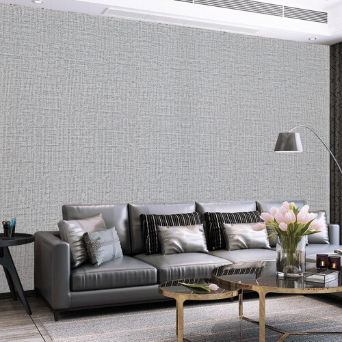 Living And Home Grey Linen Textured PVC Self-adhesive Wallpaper Roll 10M 2