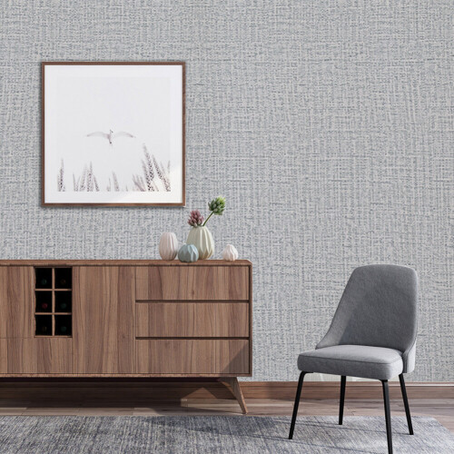 Living And Home Grey Linen Textured PVC Self-adhesive Wallpaper Roll 10M 1