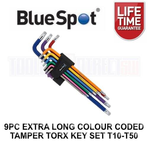 BlueSpot BlueSpot 9pc Extra Long Colour Coded Tamper Torx Key Set T10 - T50 15302