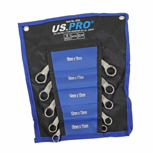us pro US PRO Tools 5pc Metric C Type Spanner Set, Spanners 10 to 19mm 3233 2