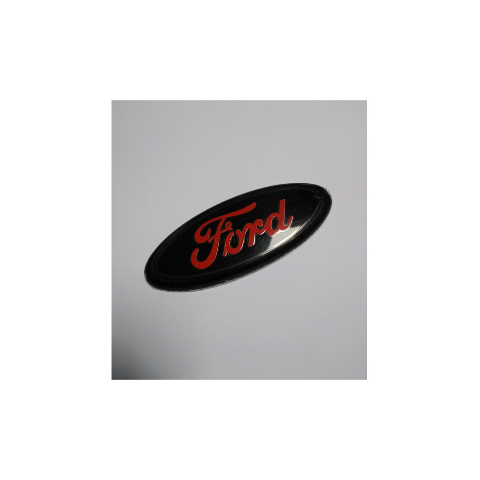 Ford 175mm X 70mm Oval Badge Logo Emblem Black & Red