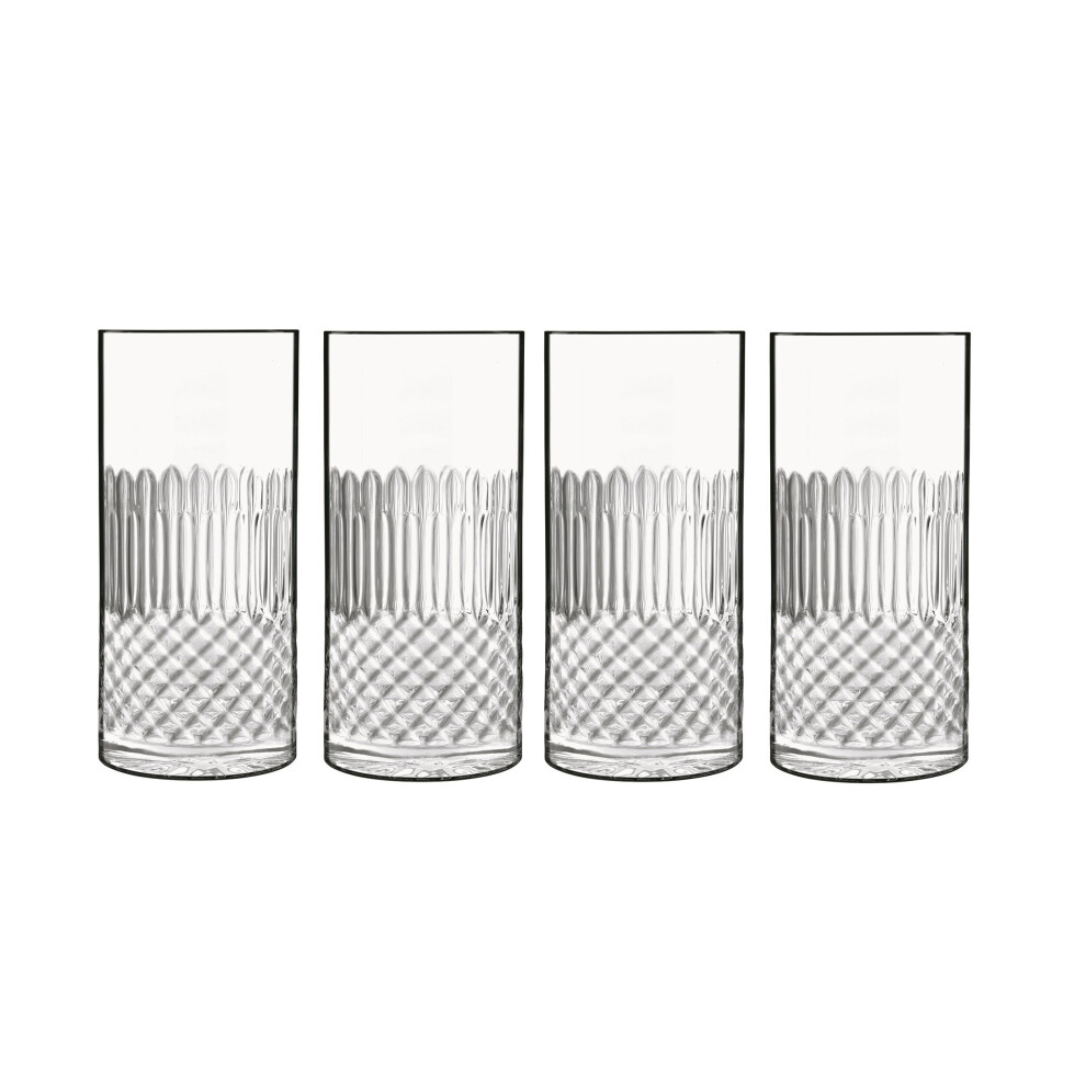 Luigi Bormioli Diamante Hi-Ball Glasses - Dishwasher Safe, 480 Ml - Pack Of 4