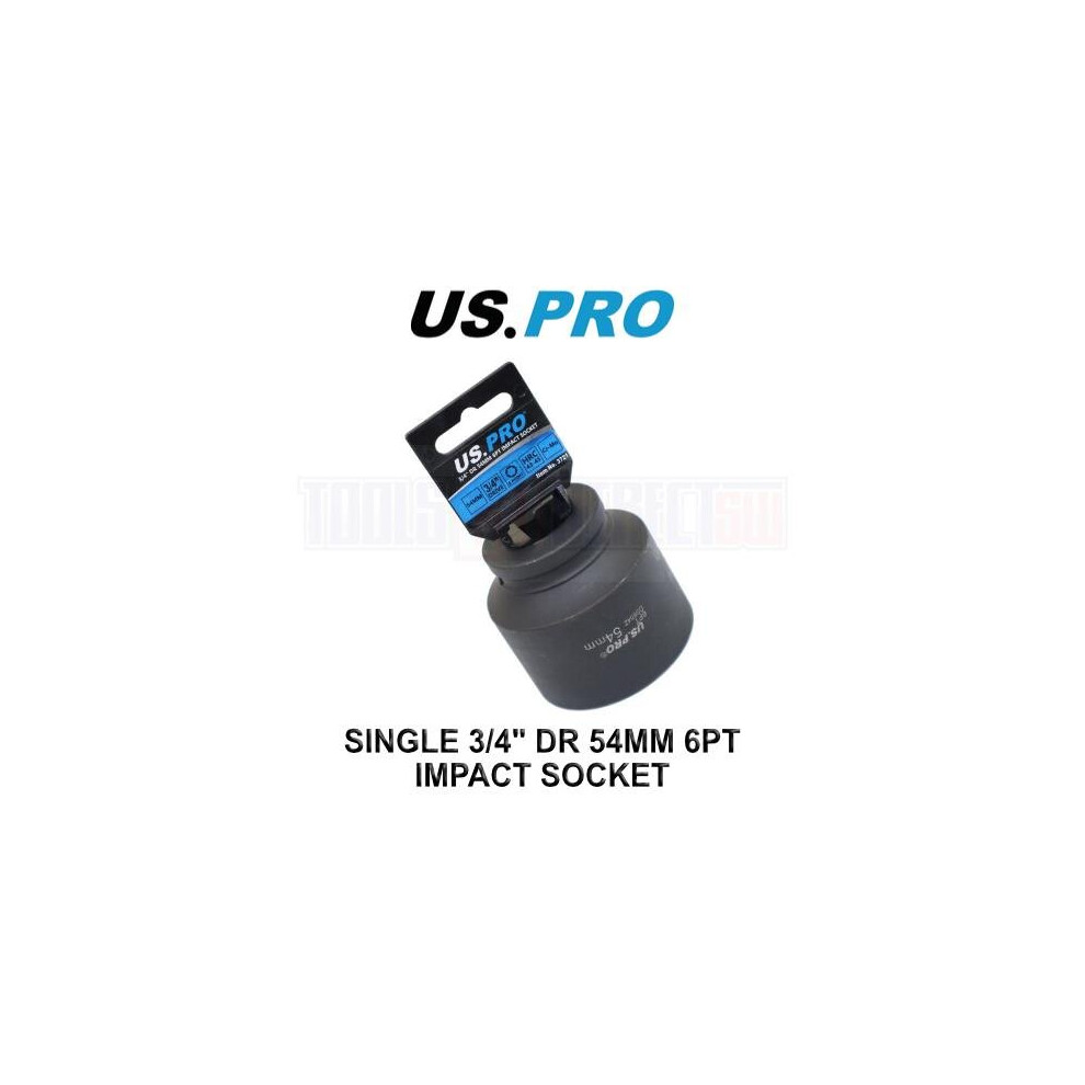 US PRO Tools Single 3/4" DR 54MM 6PT Impact Socket 3721