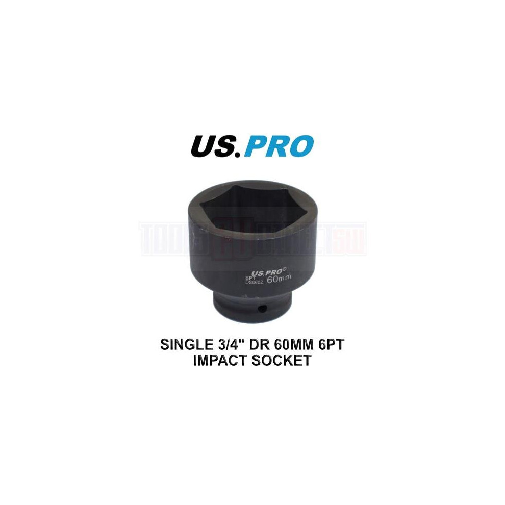 US PRO Tools Single 3/4" DR 60MM 6PT Impact Socket 3713