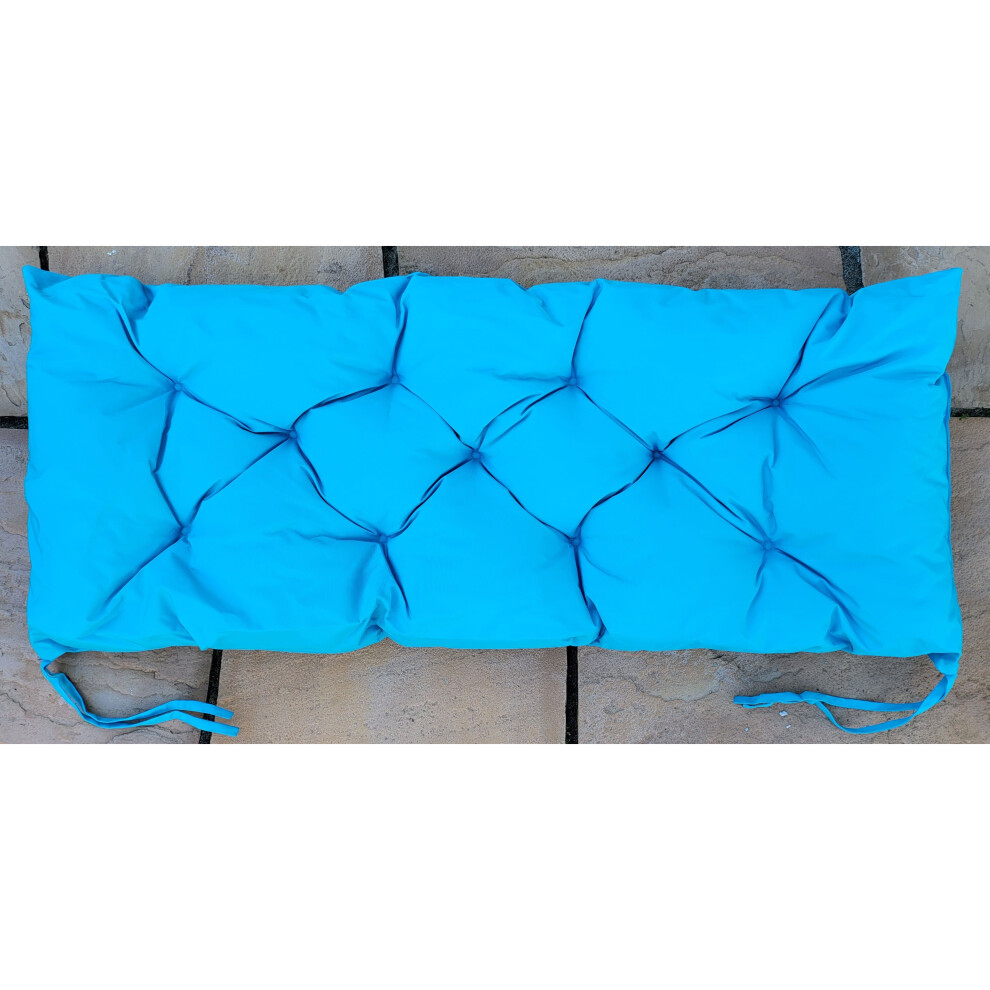 (170cm x 52cm x 6cm, Turquoise Blue) Waterproof Outdoor Chair Bench Pads Garden CHUNKY Bench Seat Pads