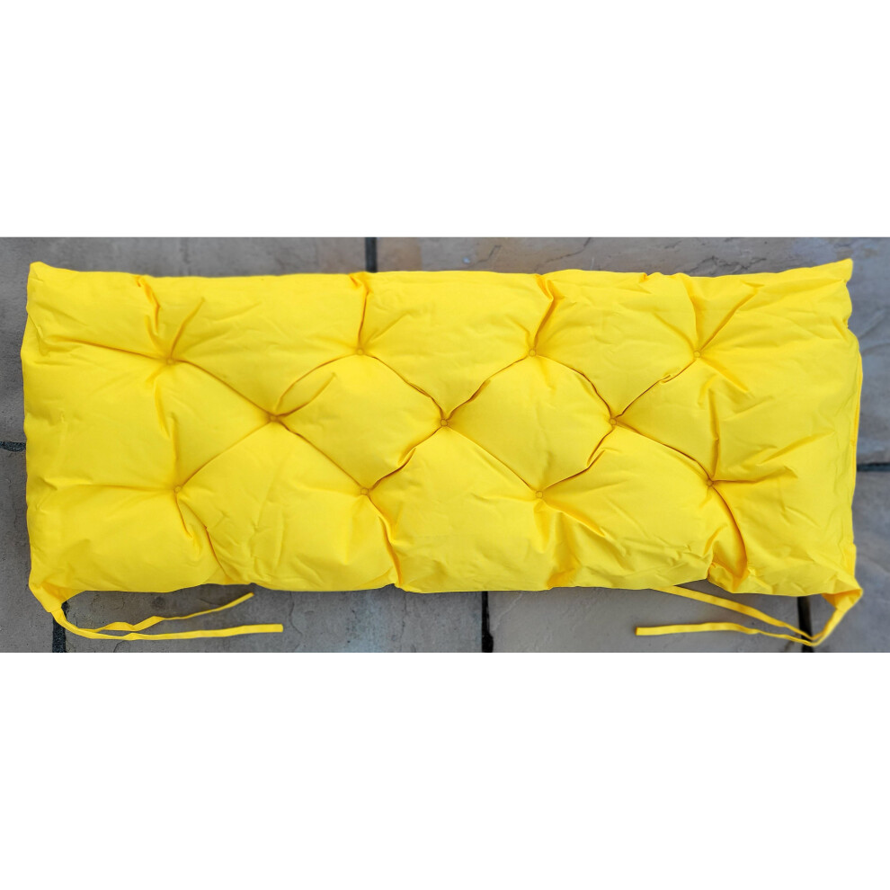 (108cm x 45cm x 6cm, Yellow) Waterproof Outdoor Chair Bench Pads Garden CHUNKY Bench Seat Pads