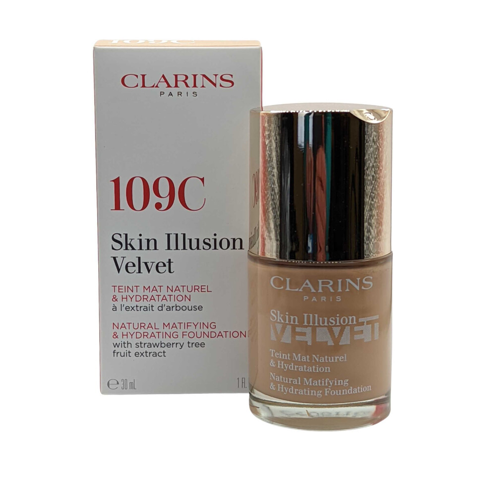 Skin Illusion Velvet Clarins Foundation Natural Hydrating Mattifying 30ml #109C Wheat