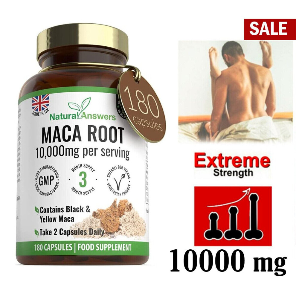 MACA ROOT HIGH STRENGTH EXTRACT CAPSULES 10,000mg 180 VEGAN 3 MONTH SUPPLY