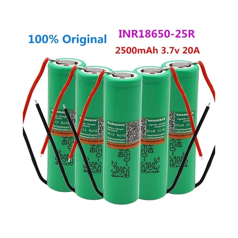 (1PCS battery) 100% Mah Inr18650-25r 2500 18650V Rechargeable Battery Inr18650-25r Diy Wire Original Brand For Samsung 2500 New 3.6