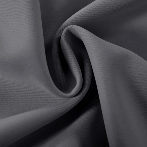 (Plain Ring Top Grey) 100% Blackout Door Curtains Thermal Insulted Single Panel Curtain + TieBack 2