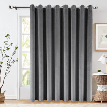 (Velvet Grey) 100% Blackout Door Curtains Thermal Insulted Single Panel Curtain + TieBack