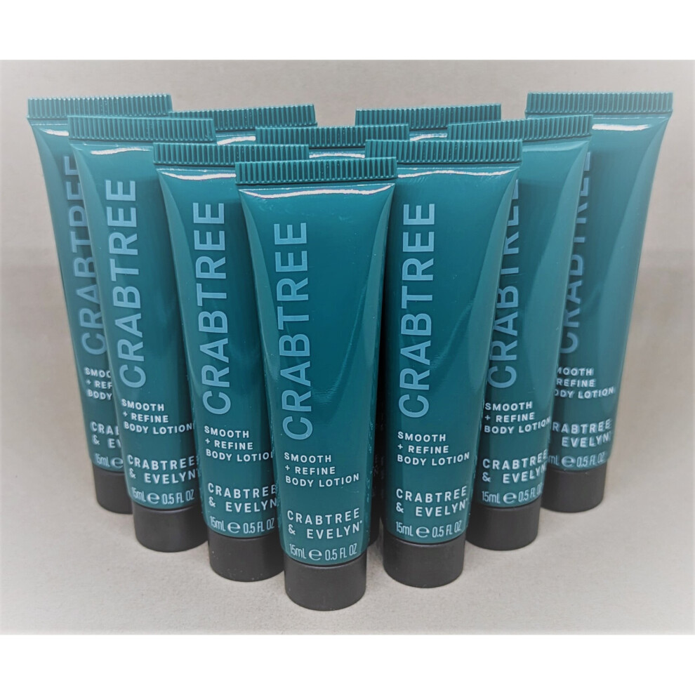 10x CRABTREE Smooth + Refine Body Lotion 15ml Tubes (10 x 15ml)