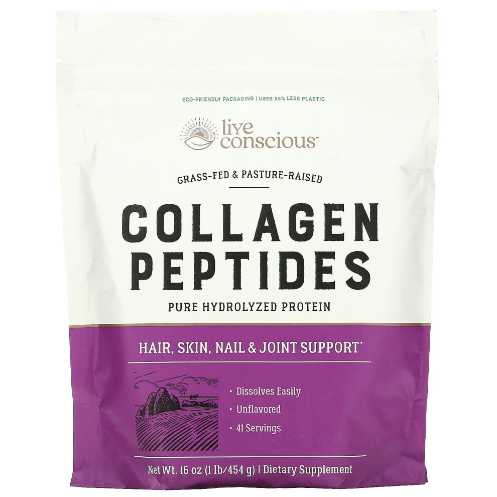 Live Conscious , Collagen Peptides, Unflavored, 16 Oz (454 G)